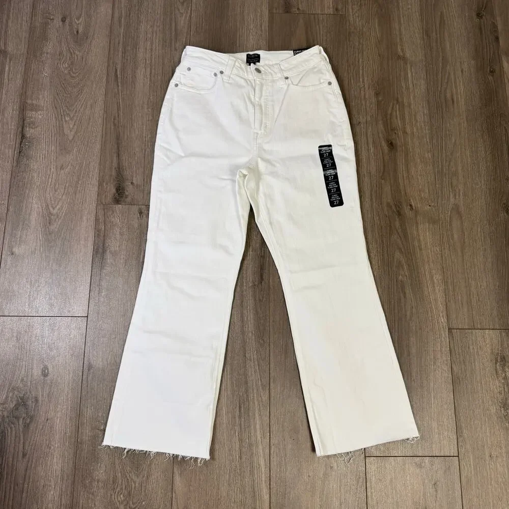 J.Crew Jeans WMNS 27 White Curvy Mid Rise Flare Crop Stretch Cotton Clean Girl